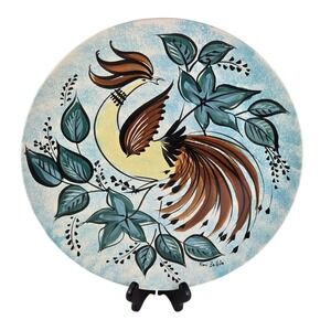 Rare Marc Bellaire 1956 California Art Pottery Charger Myrle MidCentury Pheasant